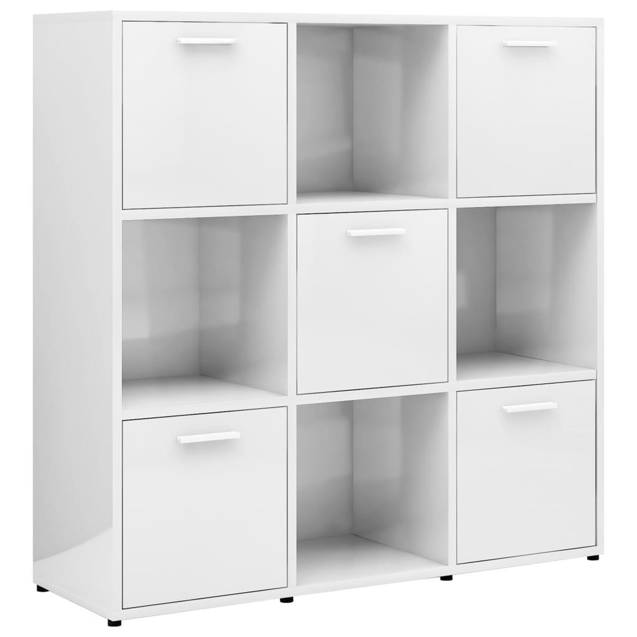 Voir la diapositive 2 : VIDAXL Bibliotheque Blanc brillant 90x30x90 cm Bois d'ingenierie