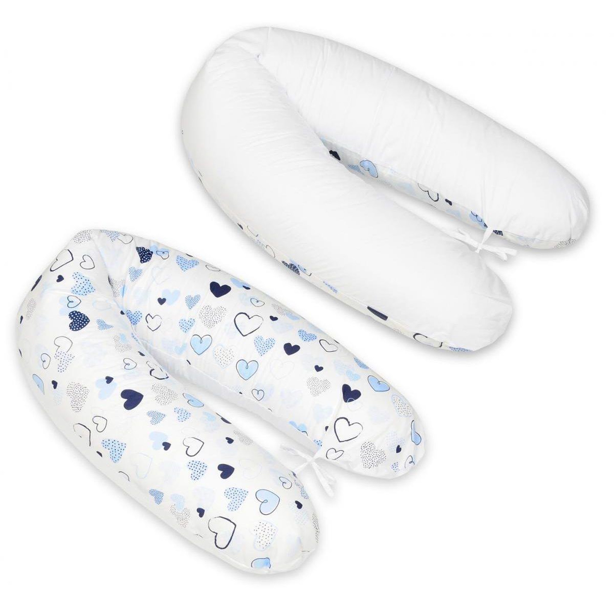 VELINDA Coussin maternité pre/post natal usages multiples Coeurs bleus – blanc