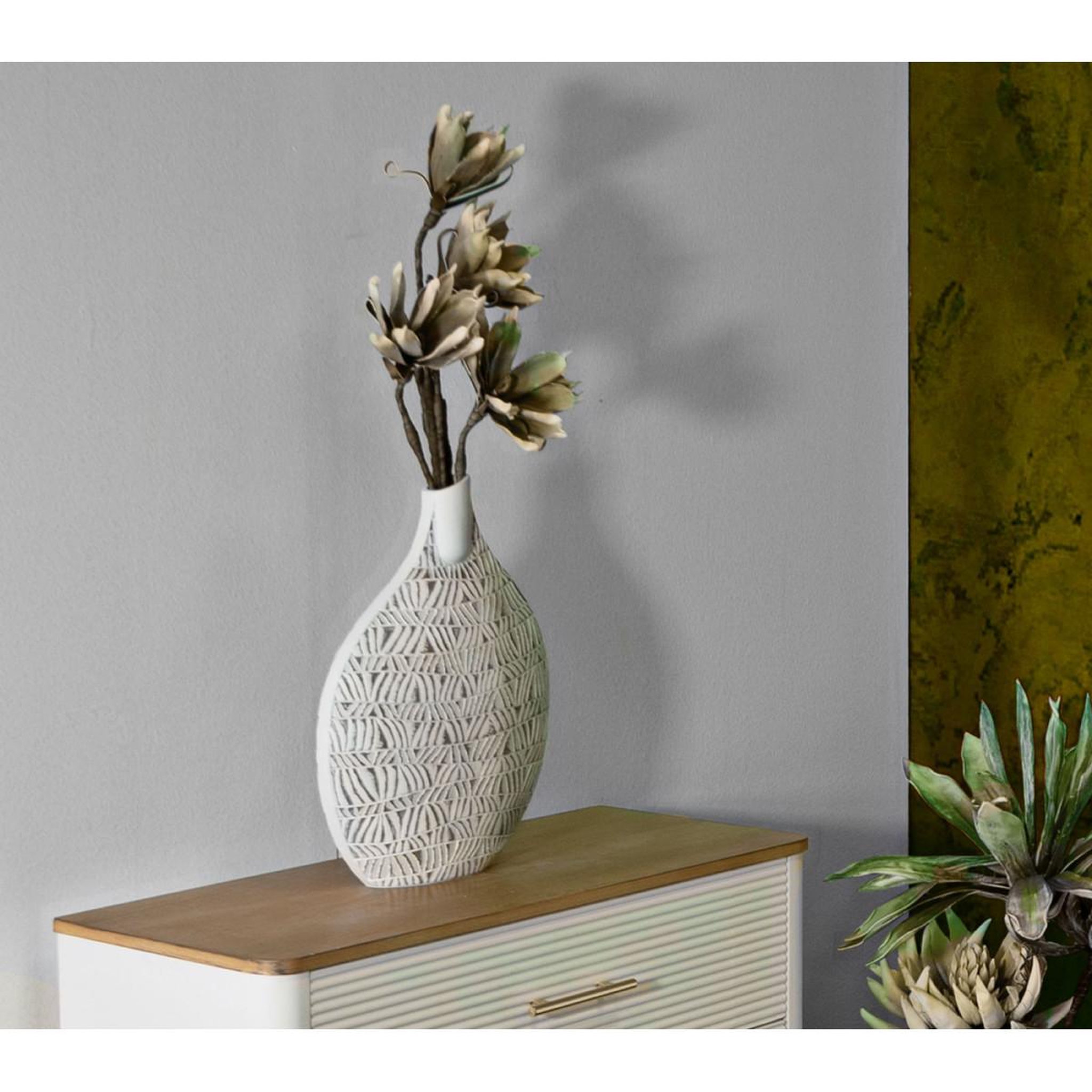 Voir la diapositive 6 : Paris Prix Vase déco abstrait  nairobi  46cm blanc