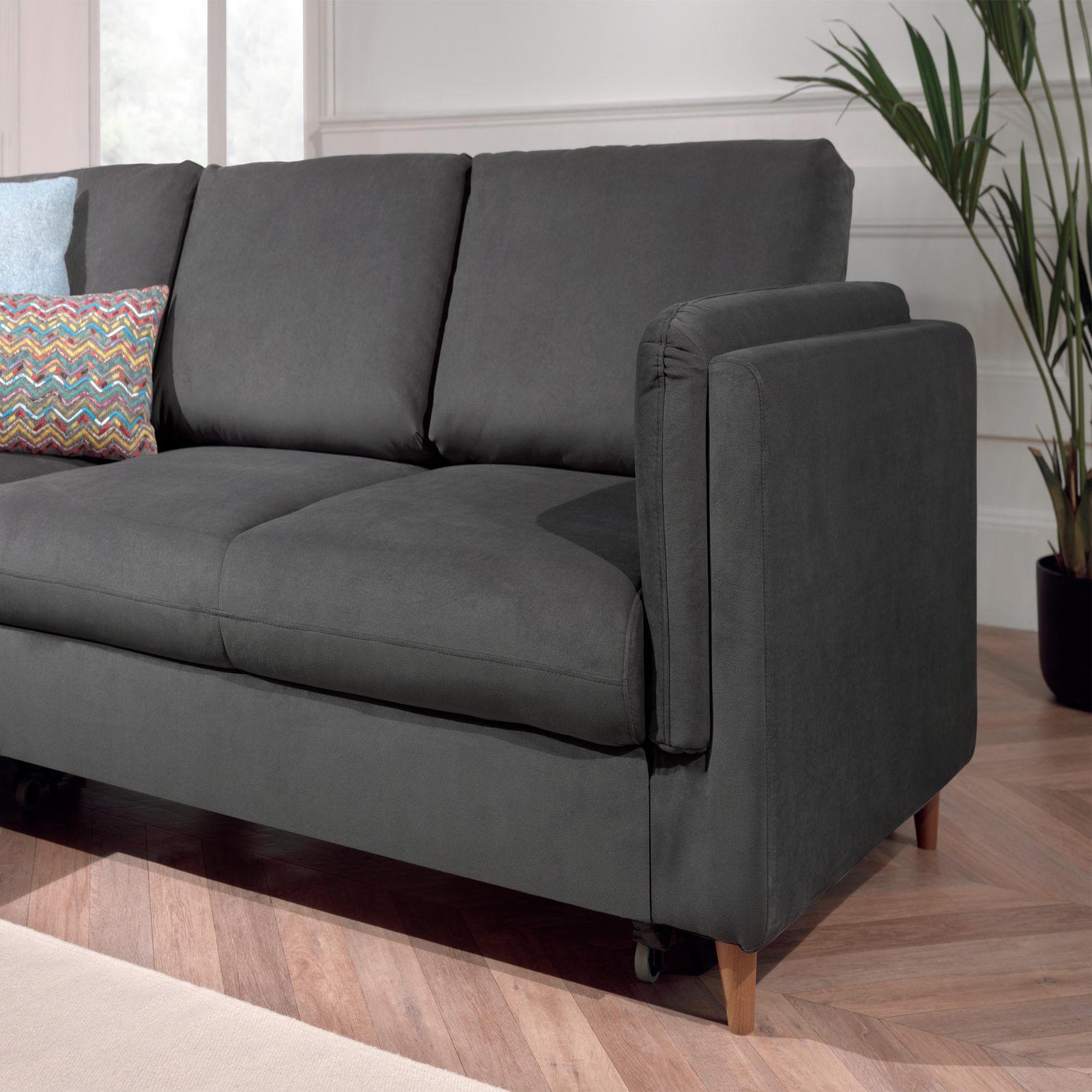 Voir la diapositive 4 : LISA DESIGN Brooke - canapé d'angle gauche - convertible - 5 places - en velours