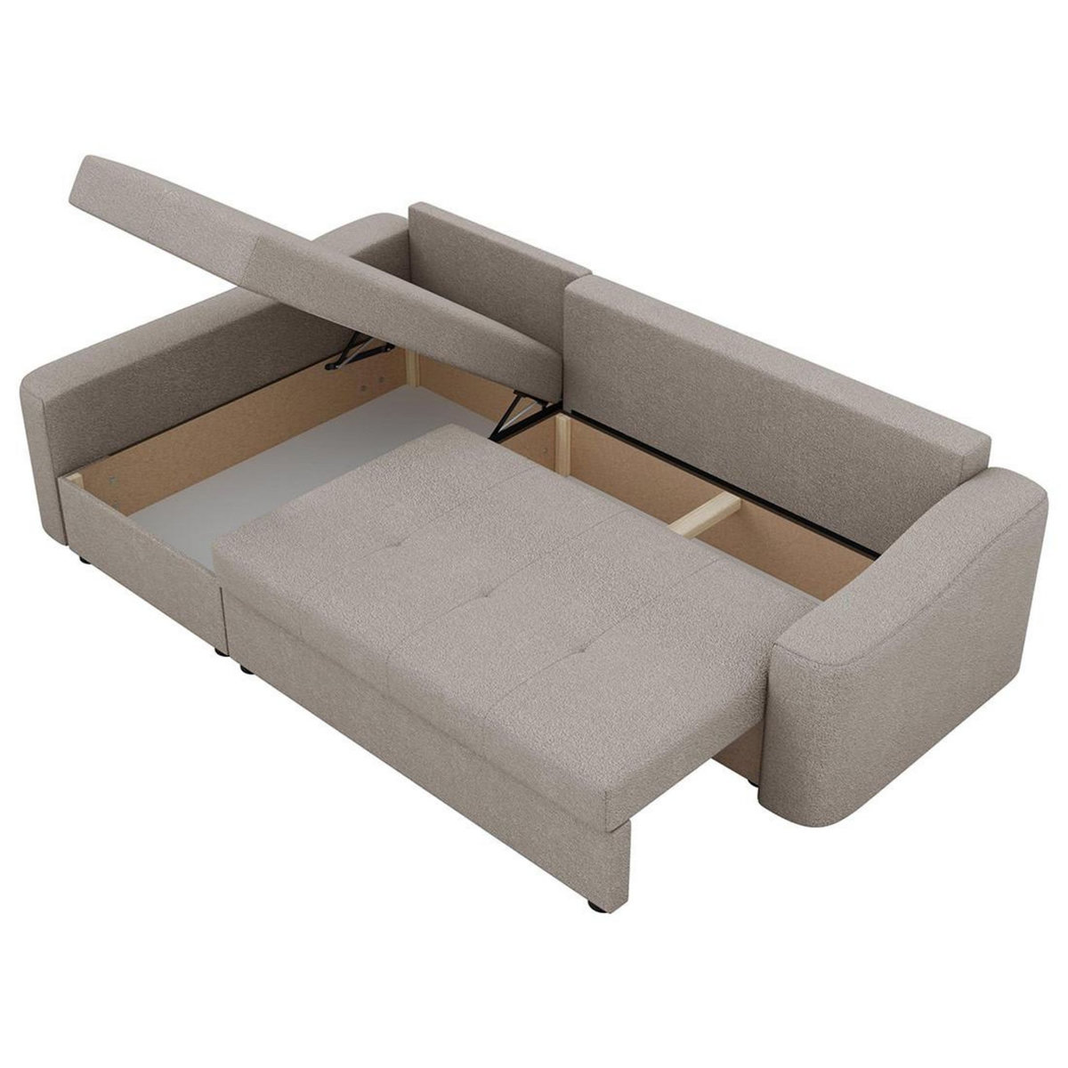 BEST MOBILIER Claudia - canapé d'angle gauche 4 places convertible avec coffre en tissu texturé