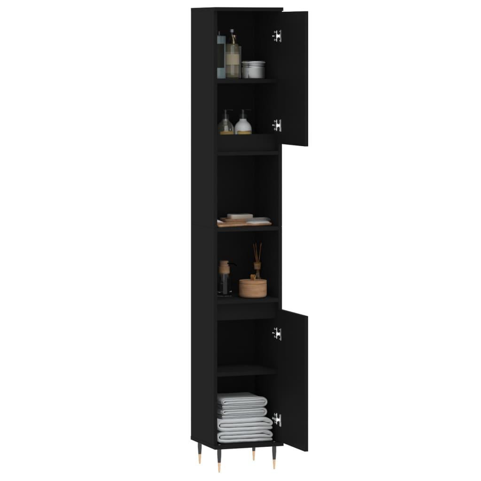 Voir la diapositive 4 : VIDAXL Armoire de salle de bain noir 30x30x190 cm bois d'ingenierie