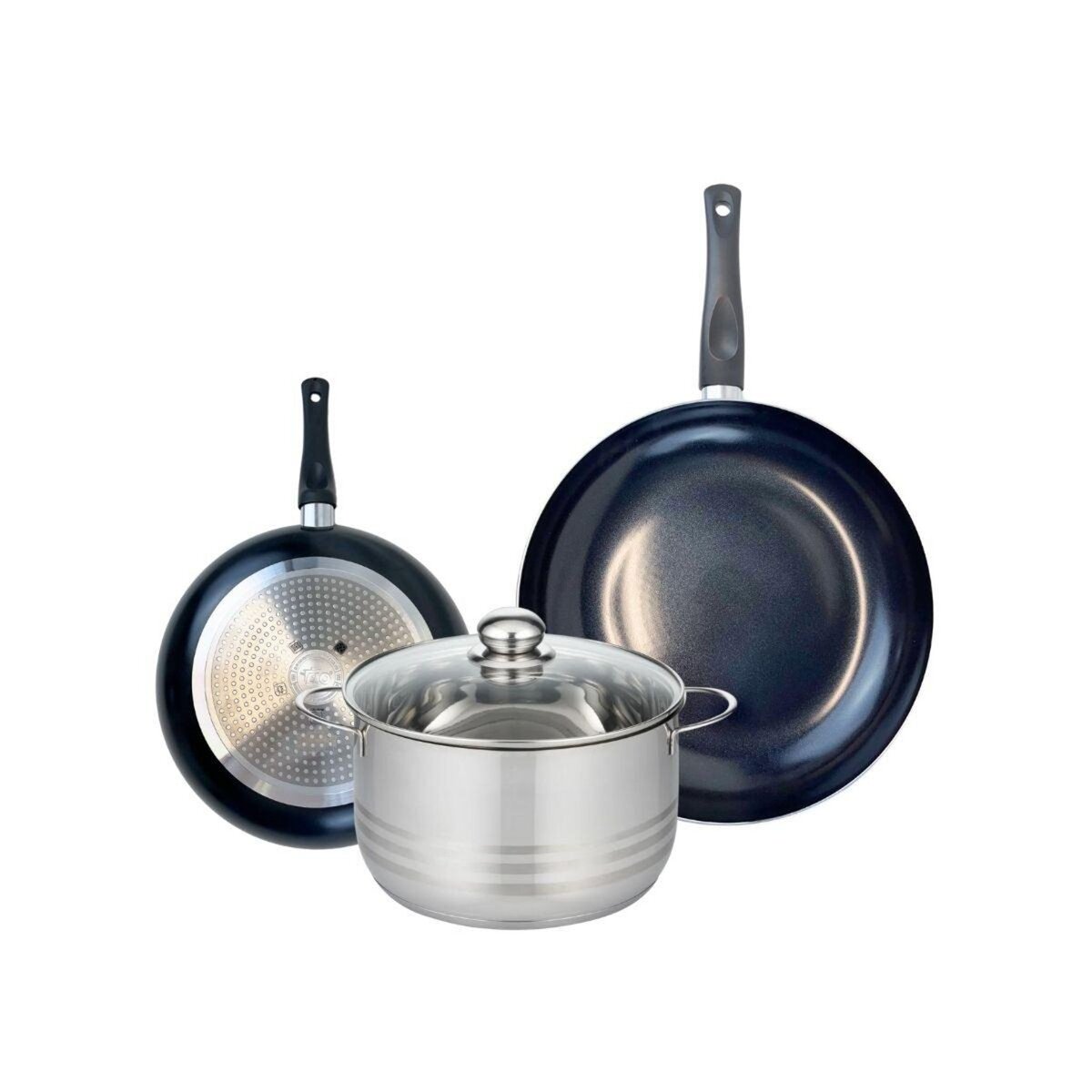 ELO Ensemble de 2 Poêles de cuisson 24 et 32 cm et 1 faitout 24 cm Elo Prima Brillant