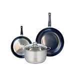 ELO Ensemble de 2 Poêles de cuisson 24 et 32 cm et 1 faitout 24 cm Elo Prima Brillant