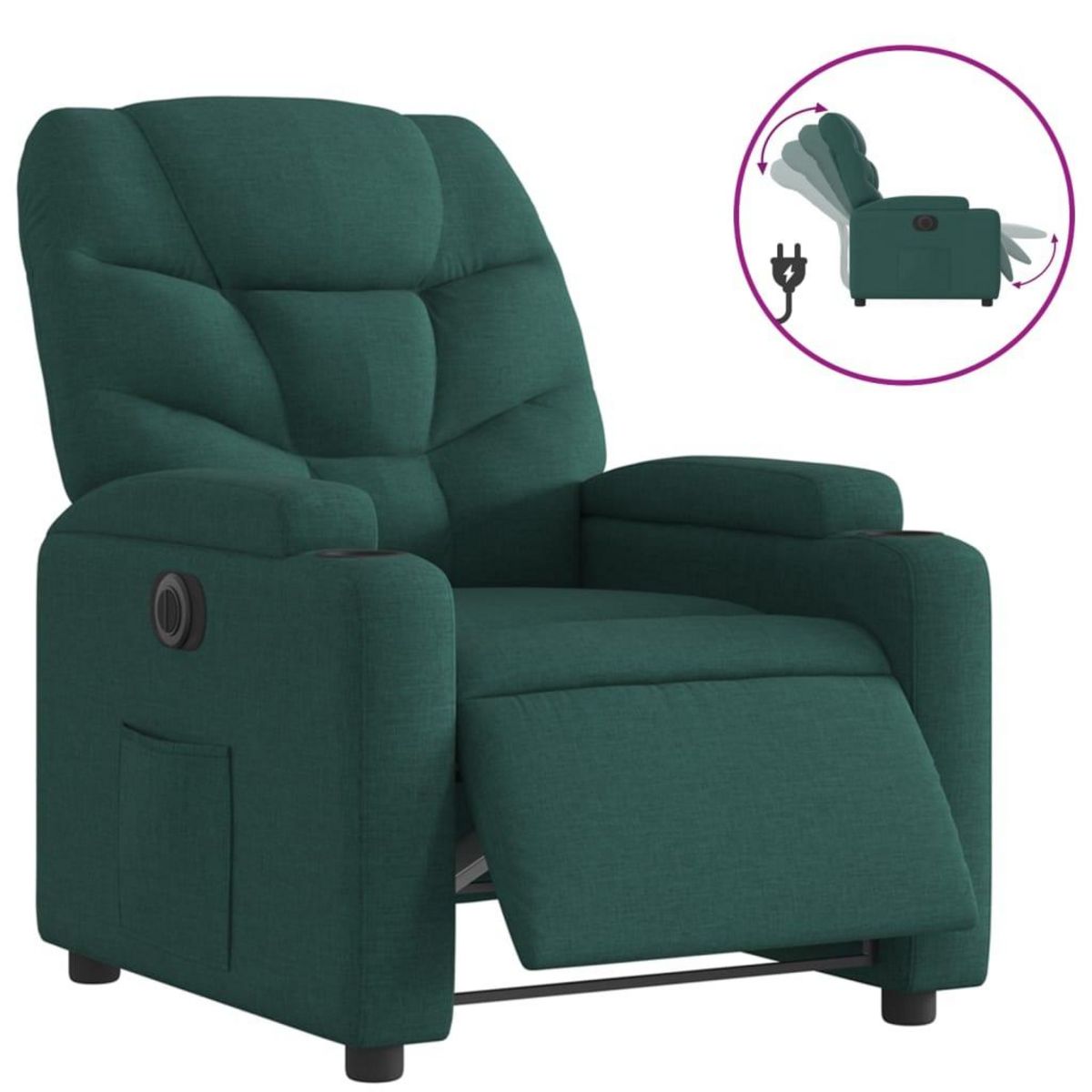 VIDAXL Fauteuil inclinable electrique Vert fonce Tissu