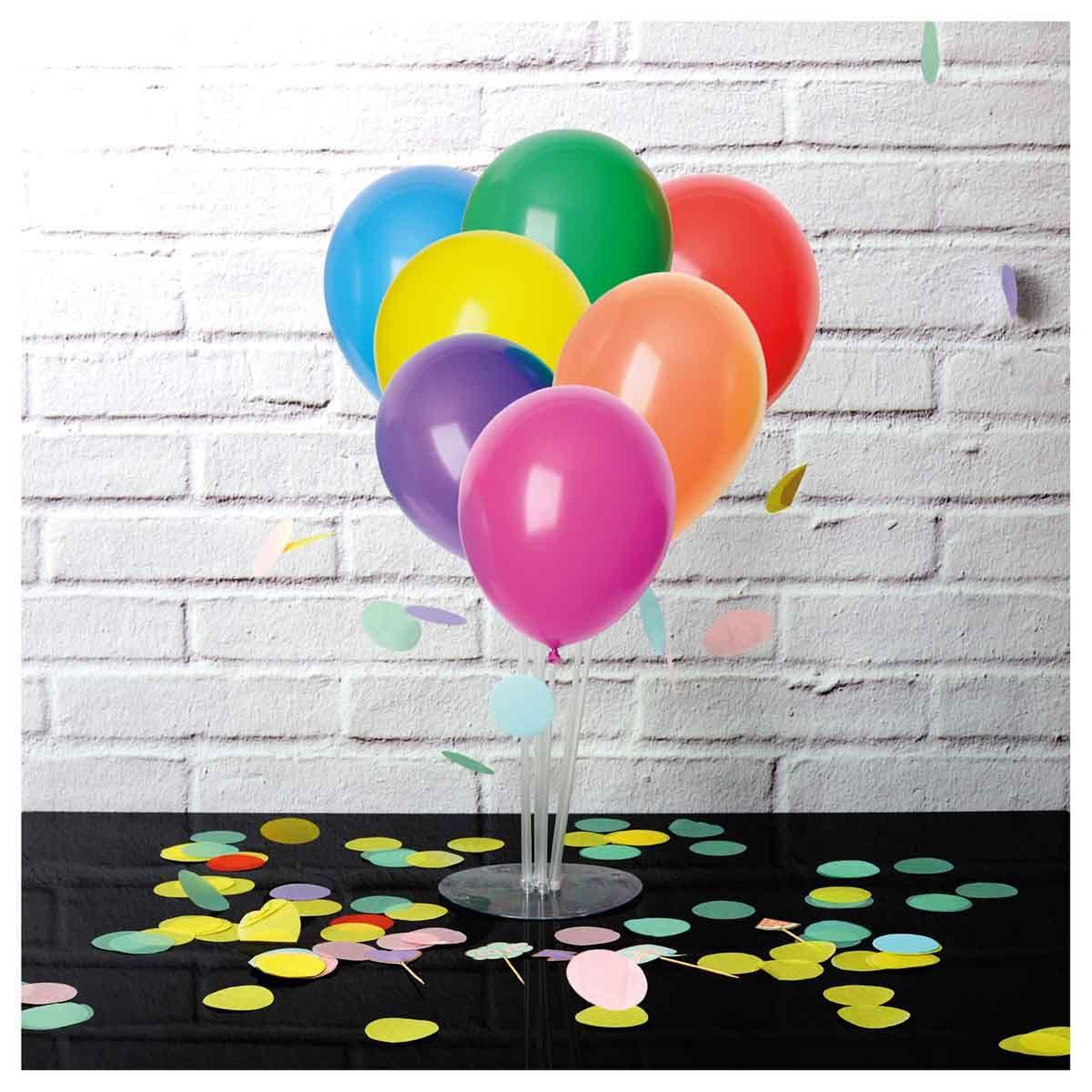 Voir la diapositive 2 : PARTY TIME Présentoir 7 ballons  fête  40cm transparent