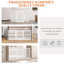 Voir la diapositive 4 : PAWHUT Barrière modulable pliable barrière de sécurité avec porte verrouillable intégrée dim. 155L x 35l x 76H cm MDF blanc