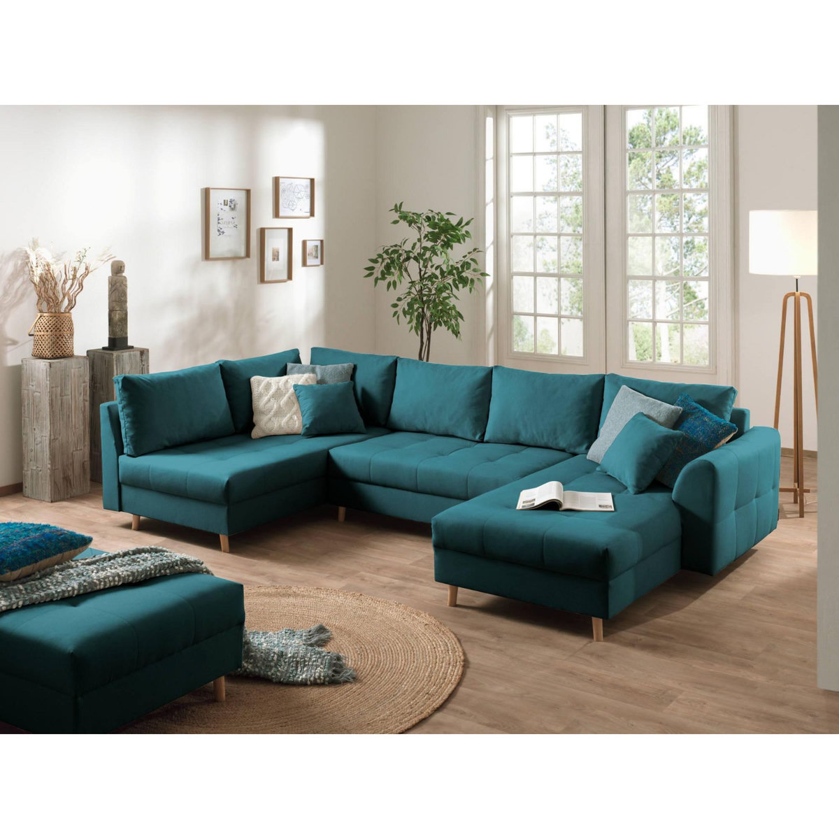 LISA DESIGN Rune - canapé panoramique avec pouf d'appoint - 7 places - style scandinave - gauche