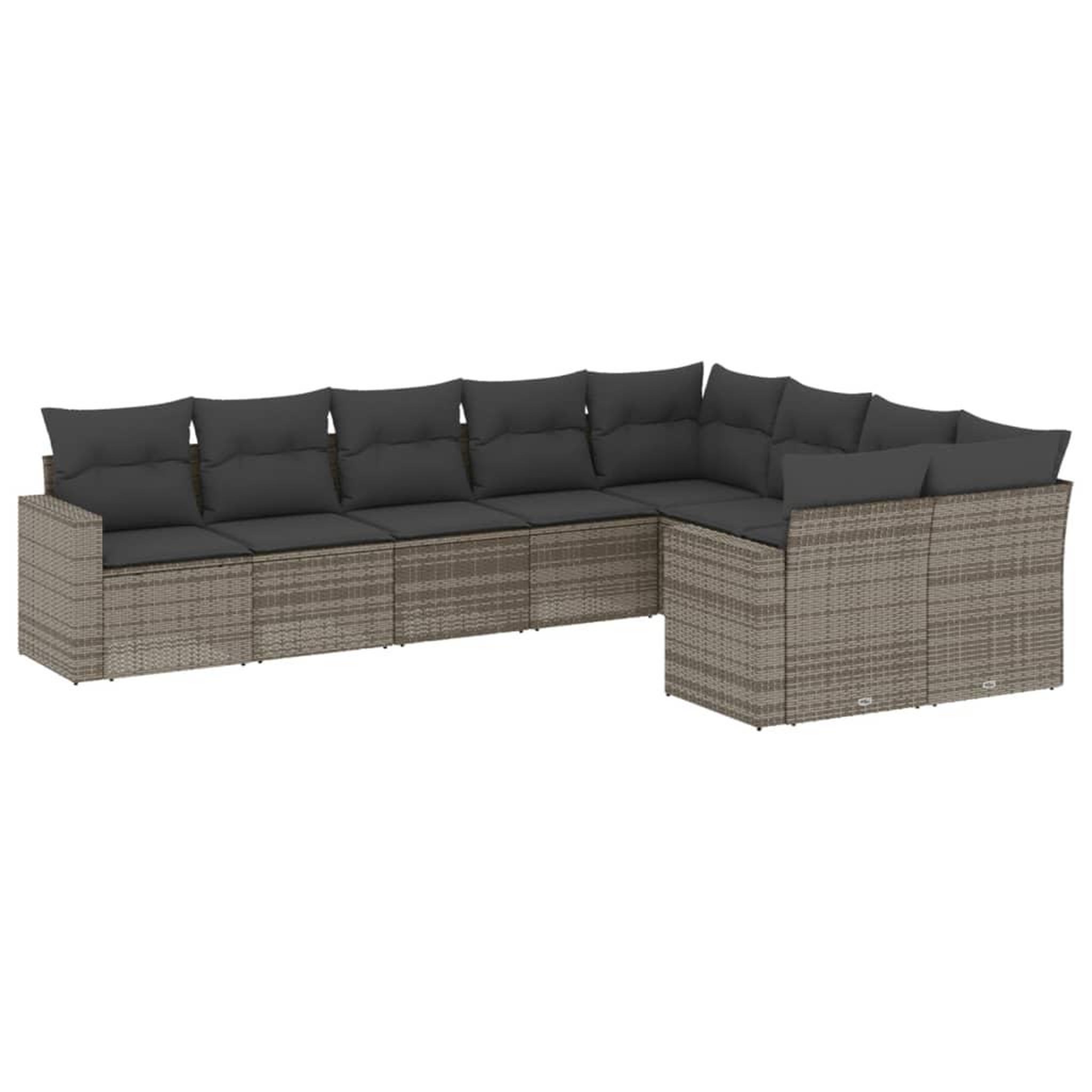 Voir la diapositive 2 : VIDAXL Salon de jardin 9 pcs avec coussins gris resine tressee