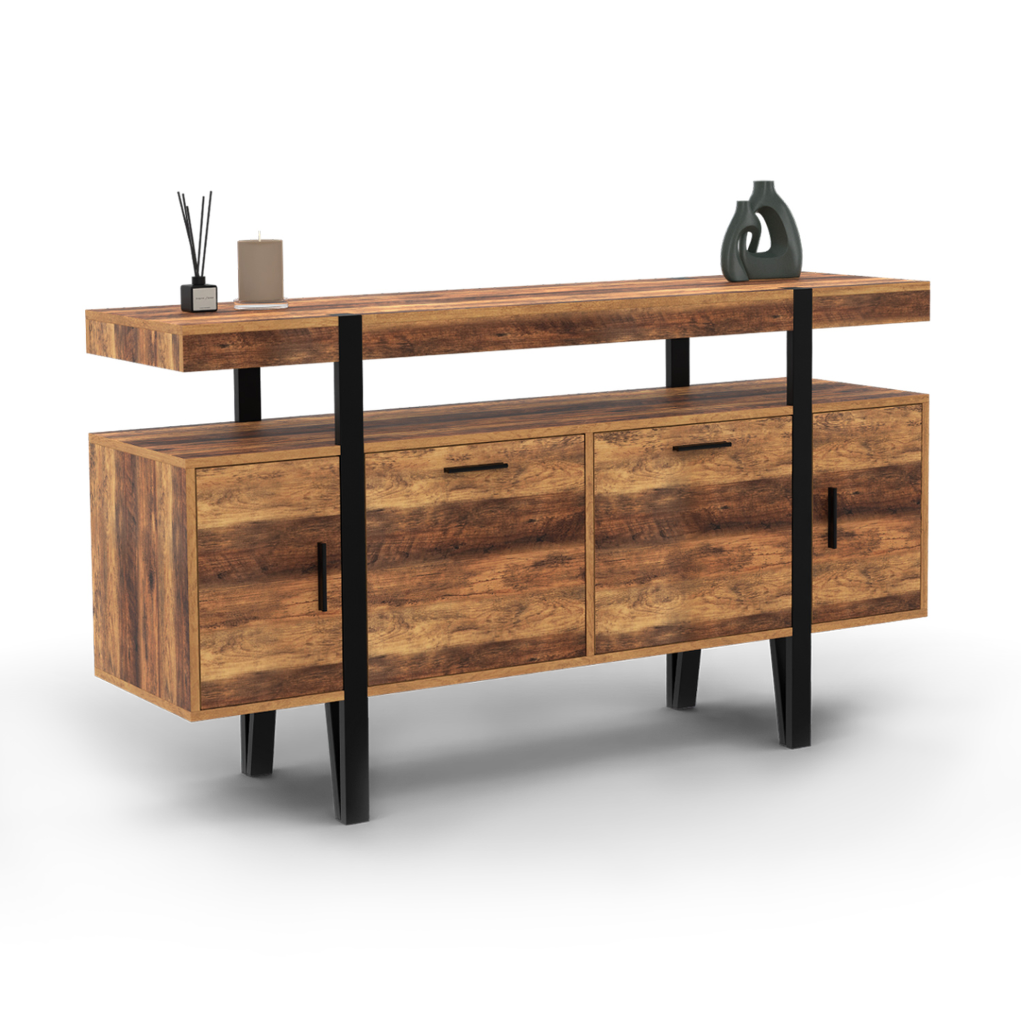 ID MARKET Buffet 140 cm austria 4 portes pieds épingle