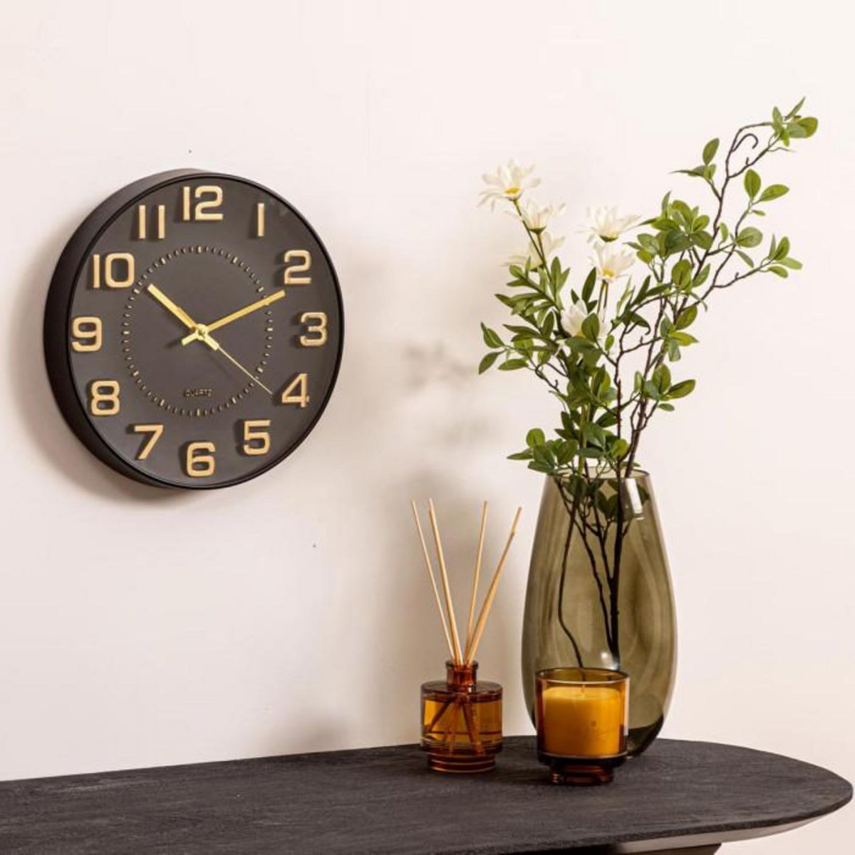 ATMOSPHERA Horloge Murale Relief  Doris  30cm Noir