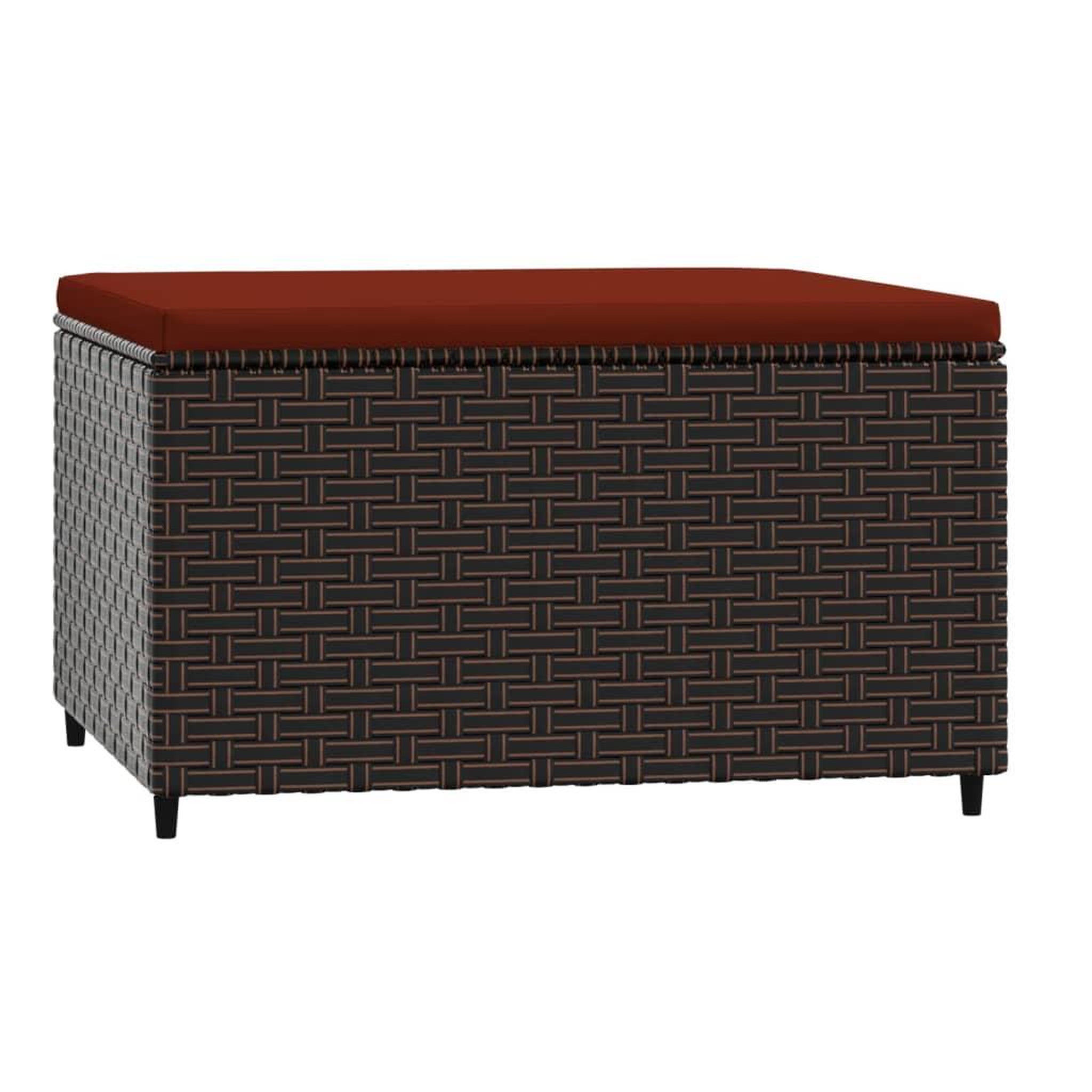 Voir la diapositive 3 : VIDAXL Repose-pieds de jardin coussins lot de 2 marron resine tressee