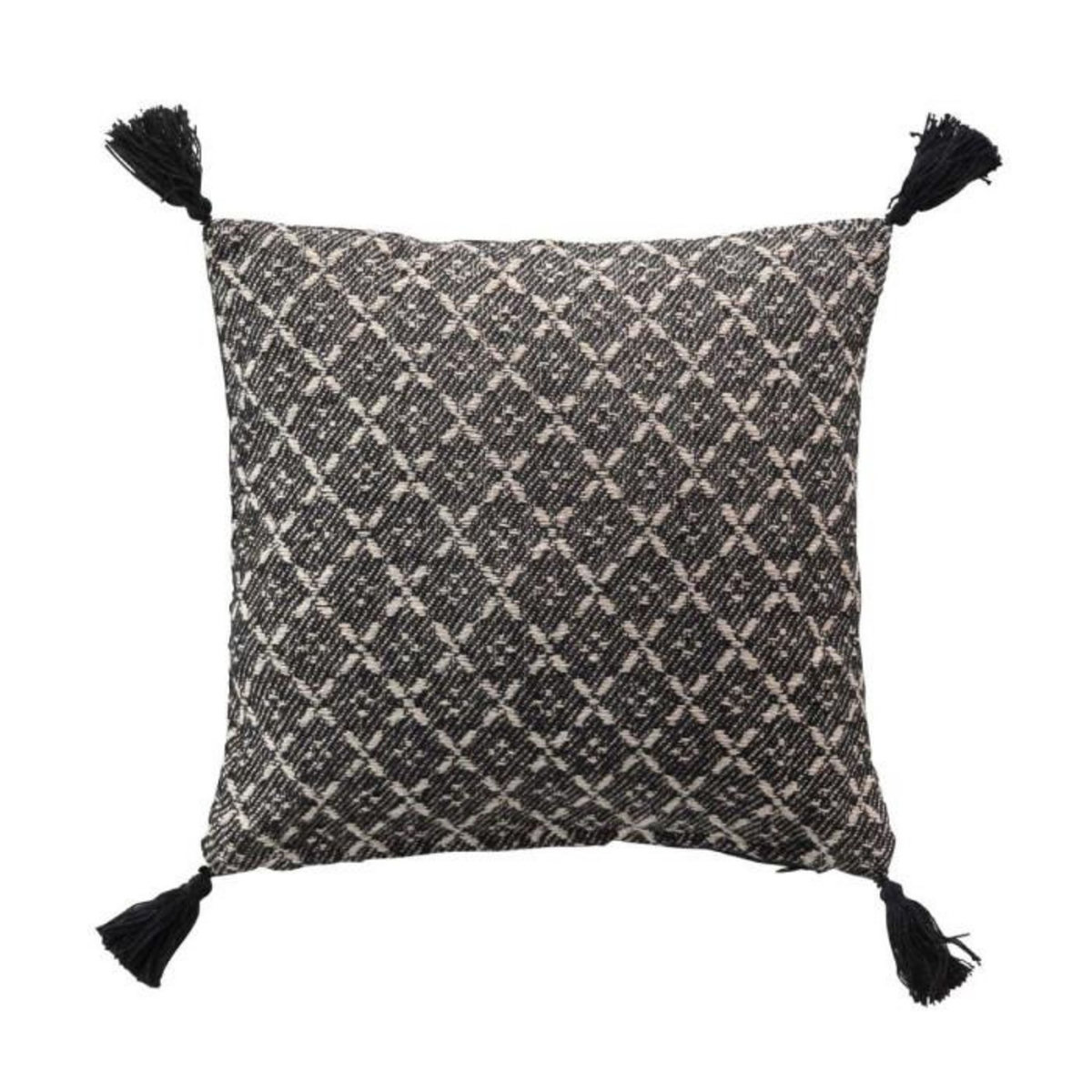 Paris Prix Coussin Déco à Pompons  Janna  40x40cm Noir