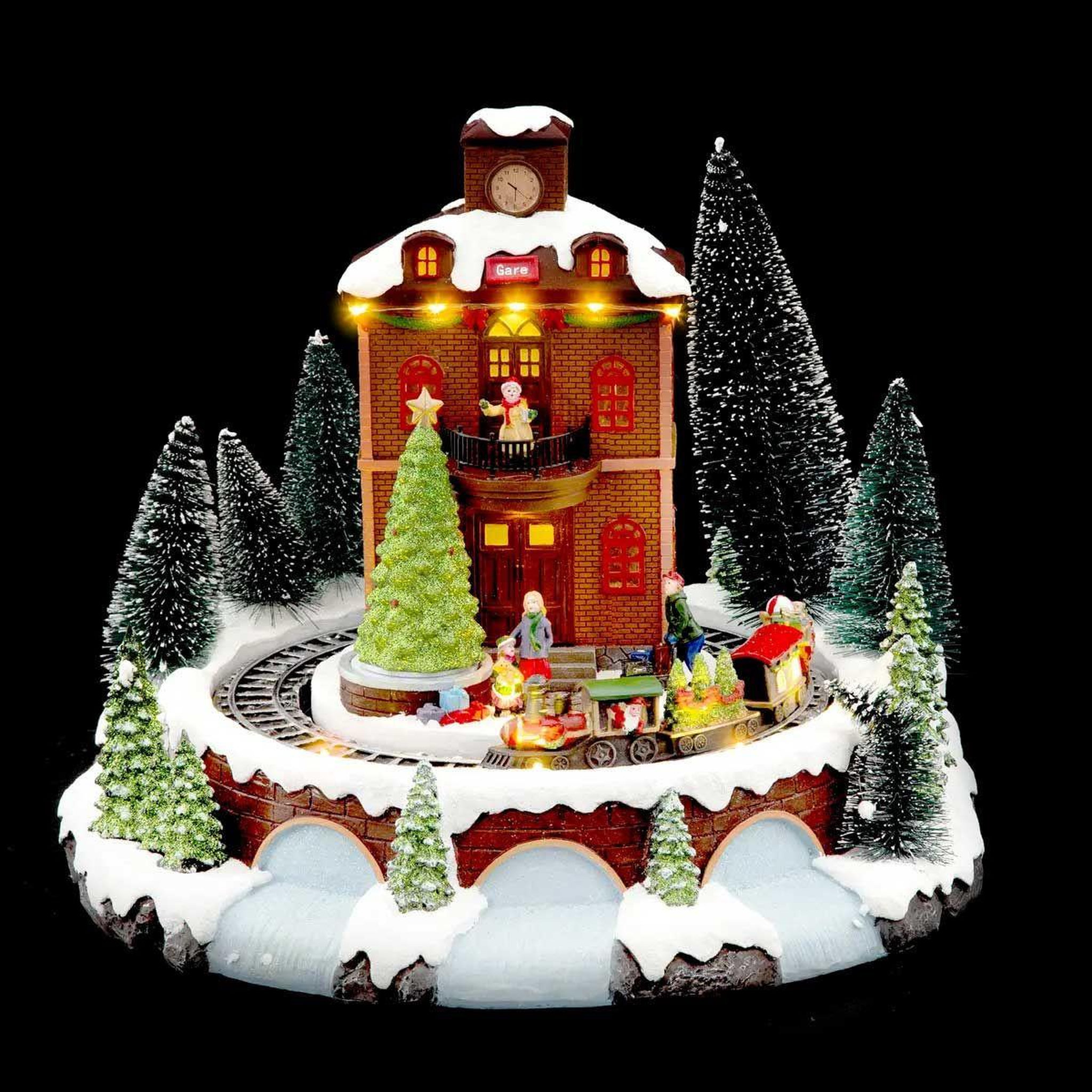 FEERIC LIGHT & CHRISTMAS Village de noël  gare avec train  35cm multicolore