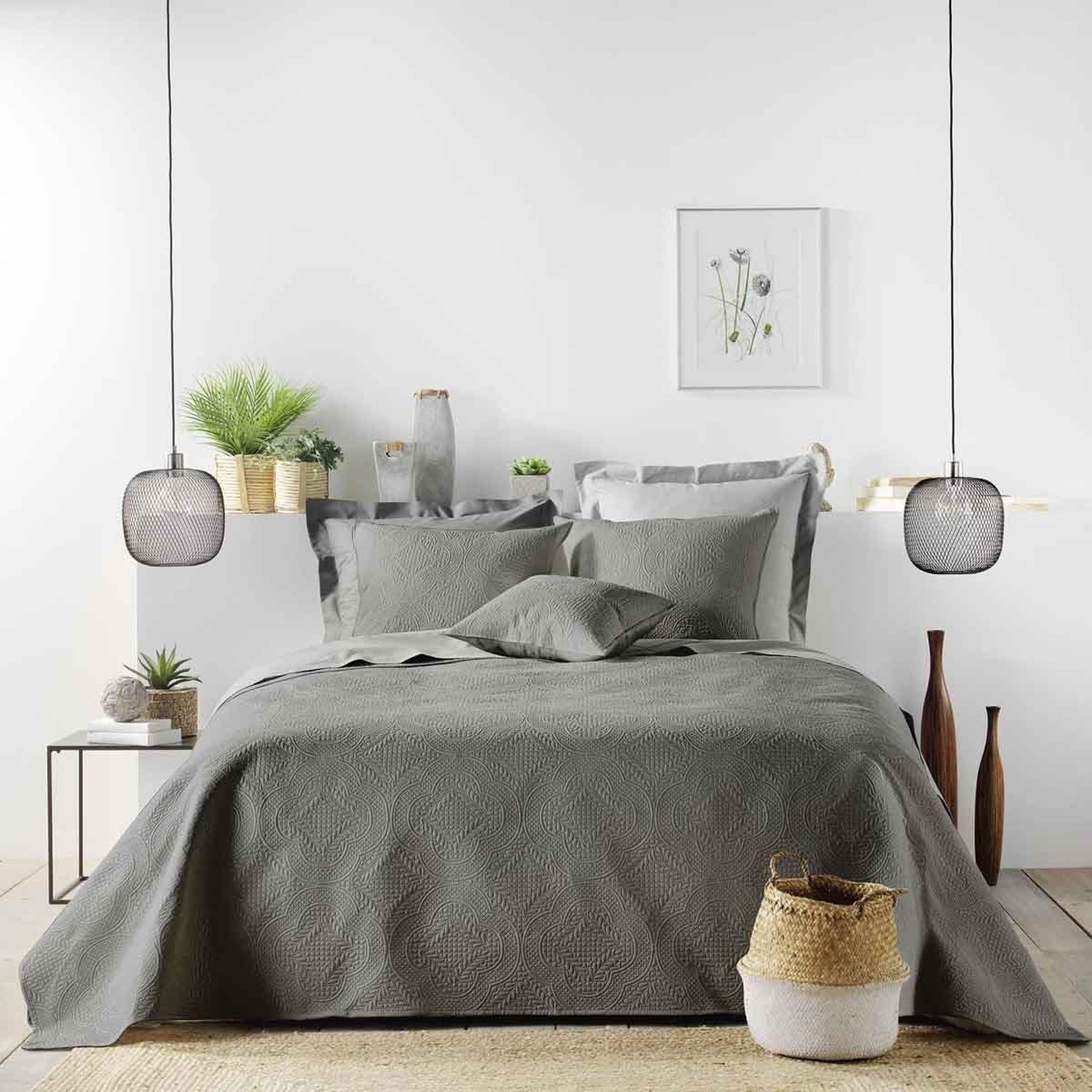 Voir la diapositive 4 : Douceur d'Intérieur Housse de coussin  romane  40x40cm anthracite