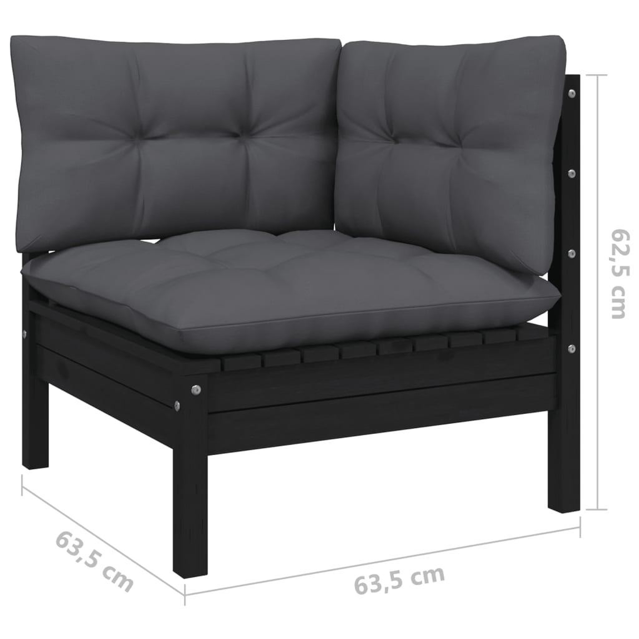 Voir la diapositive 6 : VIDAXL Salon de jardin 5 pcs avec coussins Noir Bois de pin