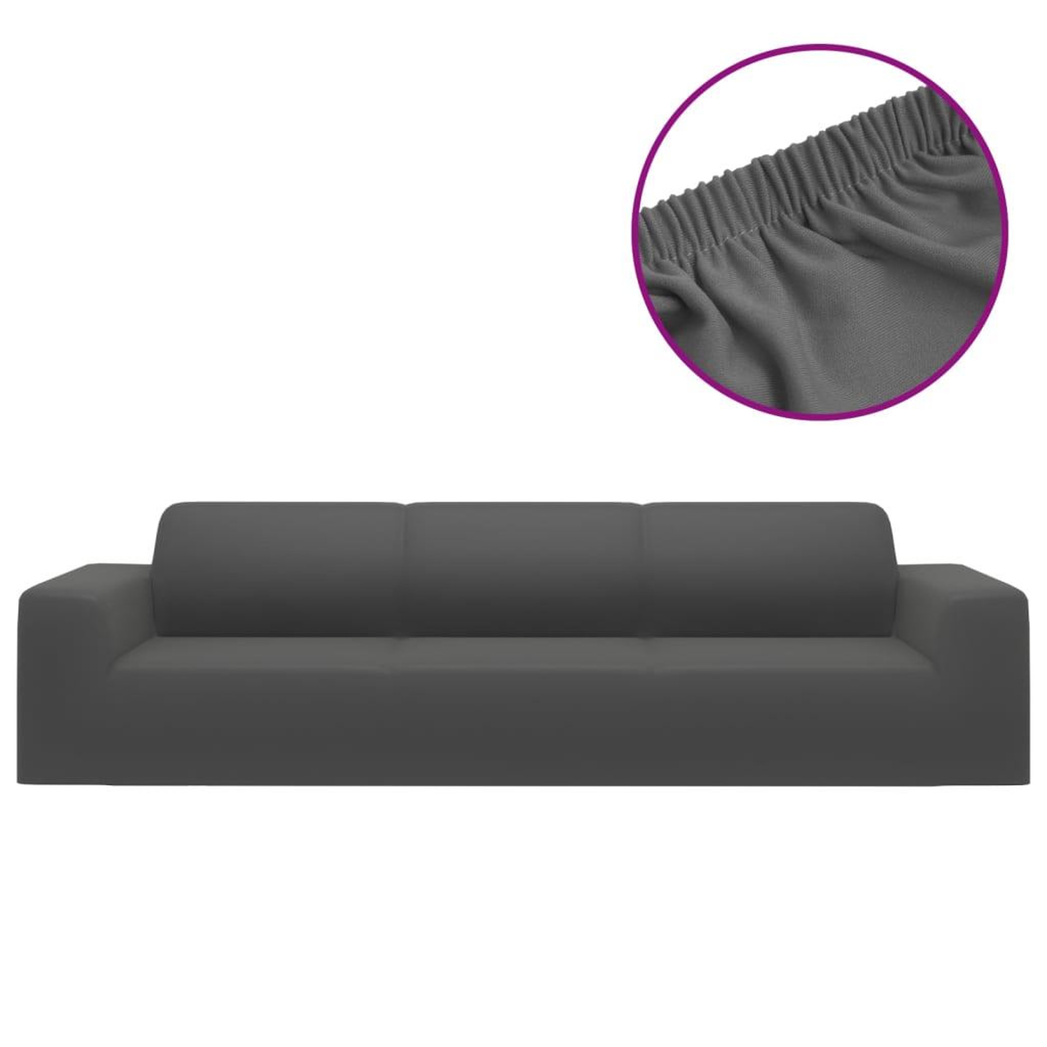 Voir la diapositive 2 : VIDAXL Housse extensible canape 4places Anthracite Jersey de polyester