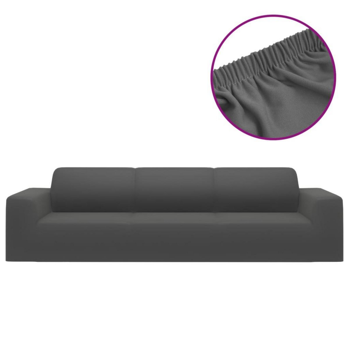 VIDAXL Housse extensible canape 4places Anthracite Jersey de polyester