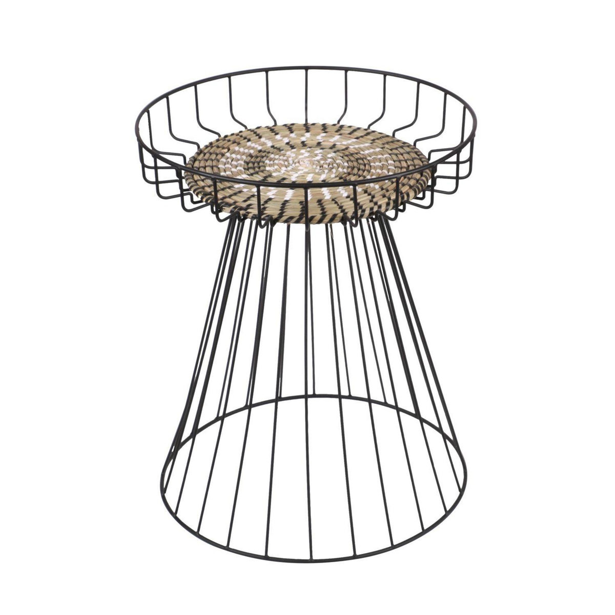 DIVERS Table d'appoint en métal Bohême - Diam. 40 x H. 49 cm - Noir