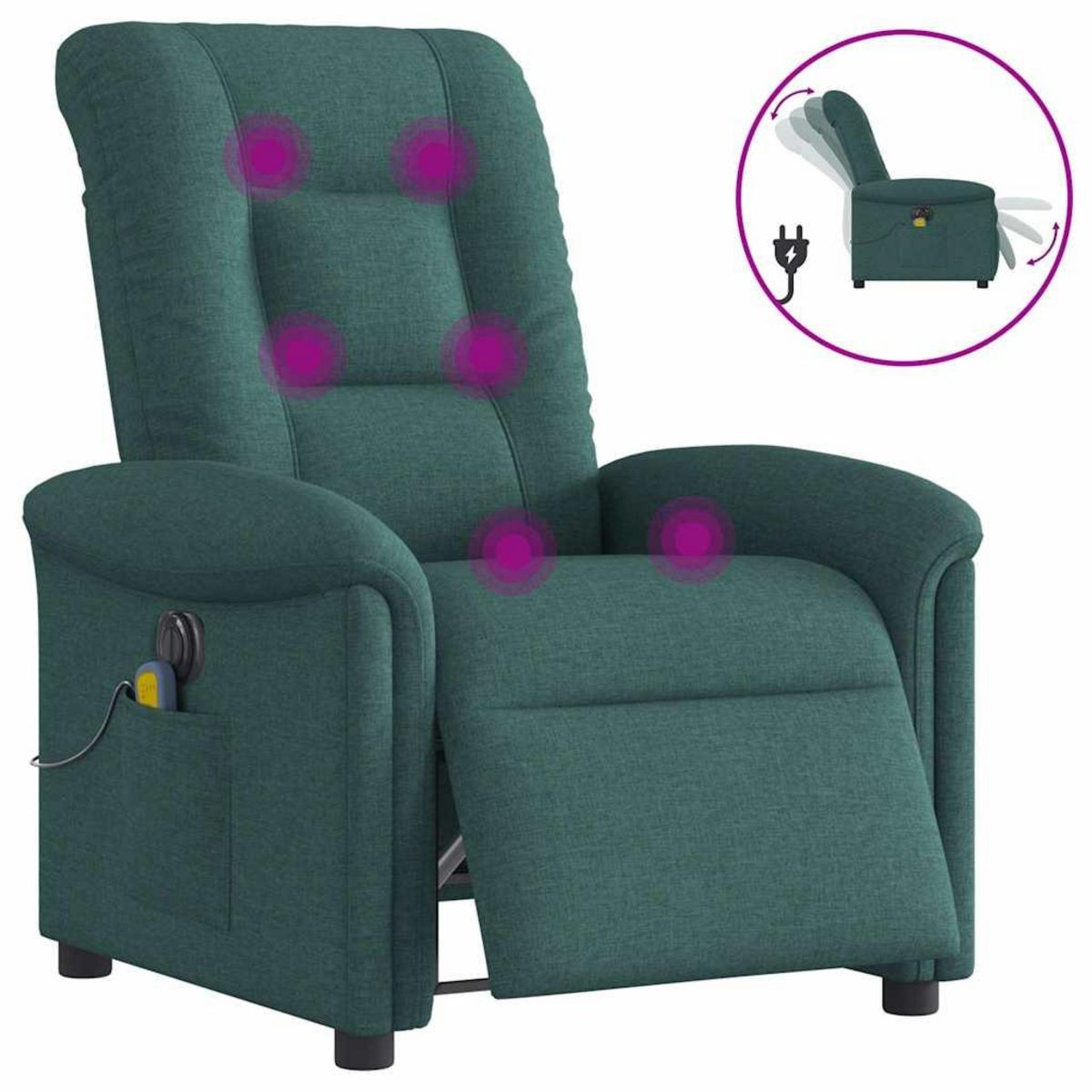 VIDAXL Fauteuil de massage inclinable electrique Vert fonce Tissu