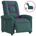 VIDAXL Fauteuil de massage inclinable electrique Vert fonce Tissu