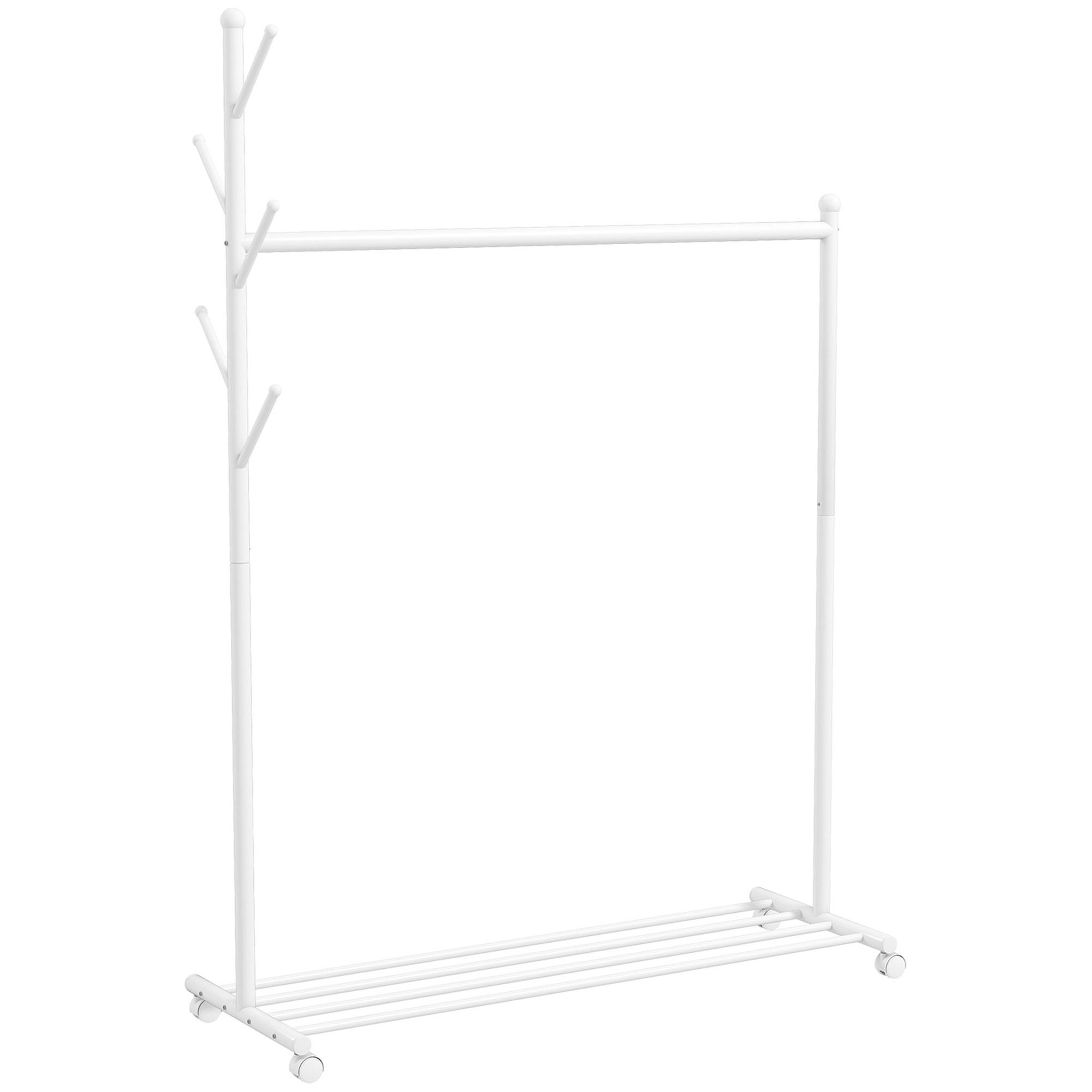 HOMCOM Portant à vêtements mobile étagère porte-manteau en forme d'arbre métal blanc