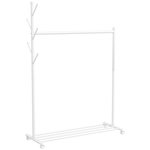 HOMCOM Portant à vêtements mobile étagère porte-manteau en forme d'arbre métal blanc