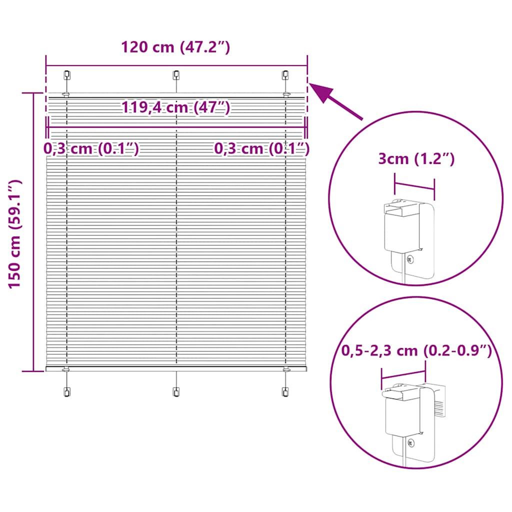 Voir la diapositive 6 : VIDAXL Store plisse anthracite 120x150 cm largeur du tissu 119,4 cm
