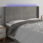 VIDAXL Tete de lit a LED Gris clair 163x16x118/128 cm Velours