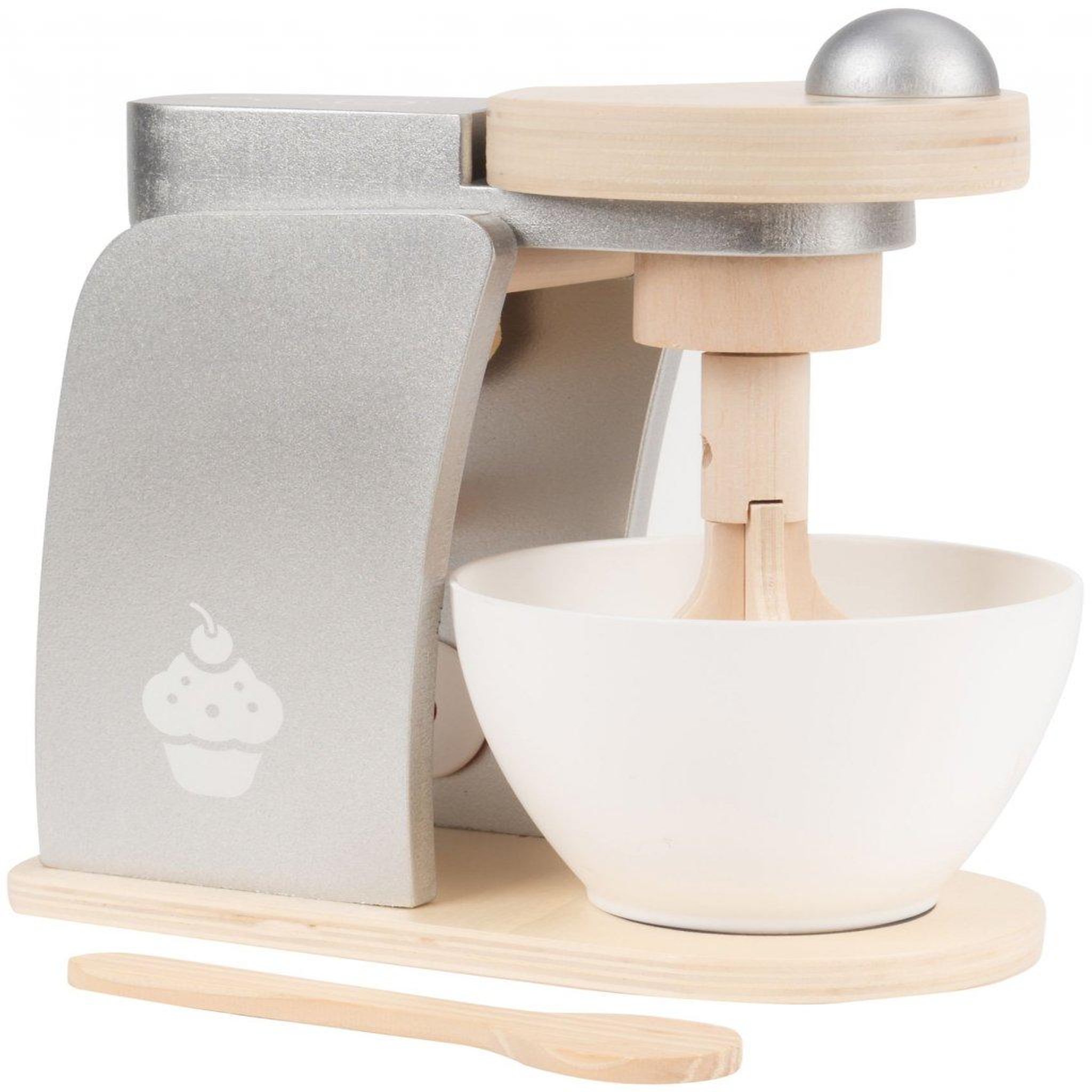 MAMABRUM Robot Pâtissier en Bois pour Enfant avec Bol, Fouet et Spatule, Jouet Cuisine Éducatif