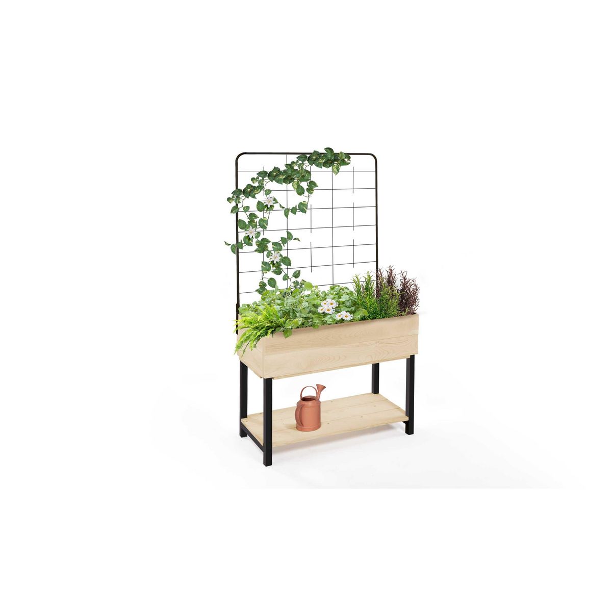 Jardikt Jardinière sur pieds avec treillis - Bois de pin - 80x40x140cm