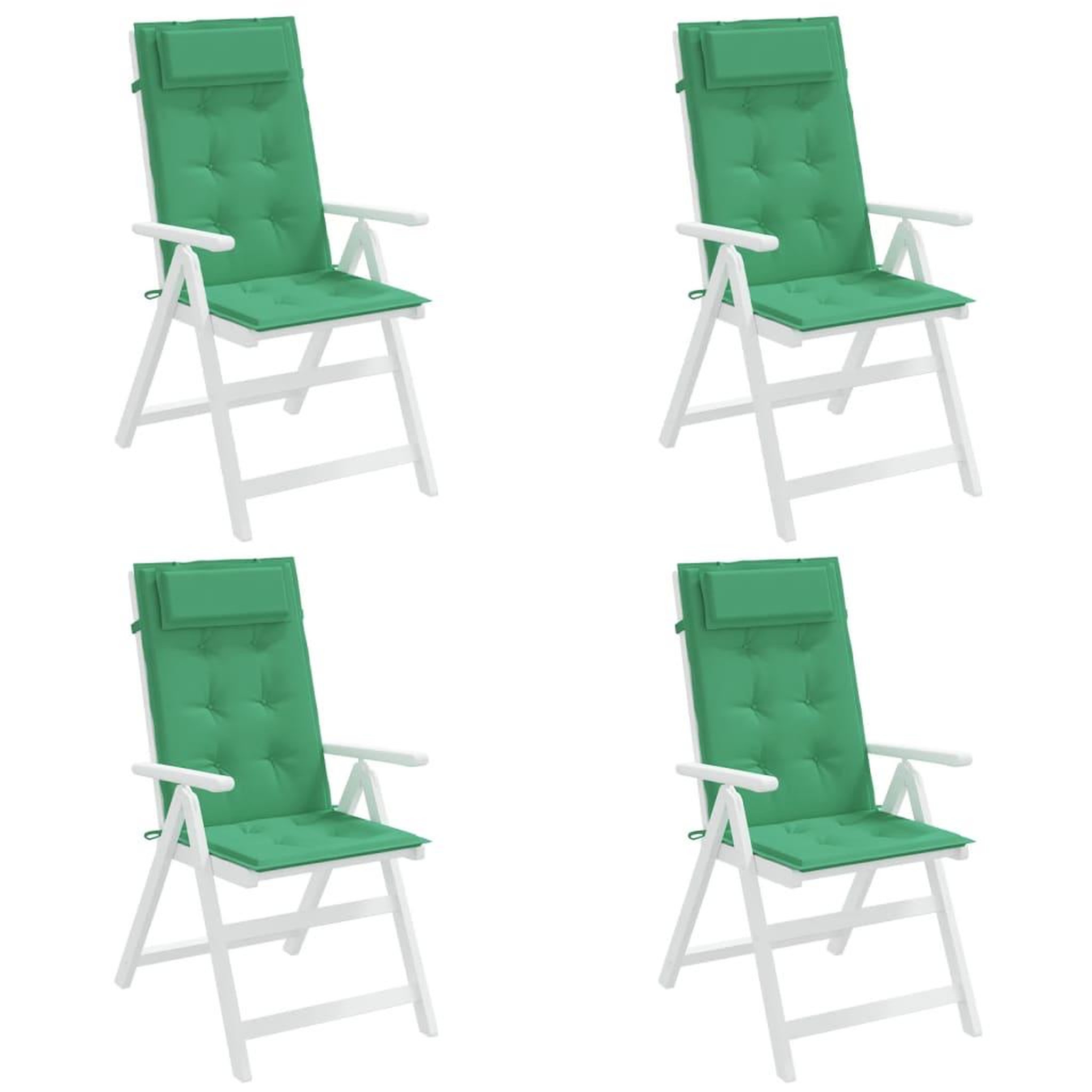 Voir la diapositive 4 : VIDAXL Coussins de chaise a dossier haut lot de 4 vert tissu oxford