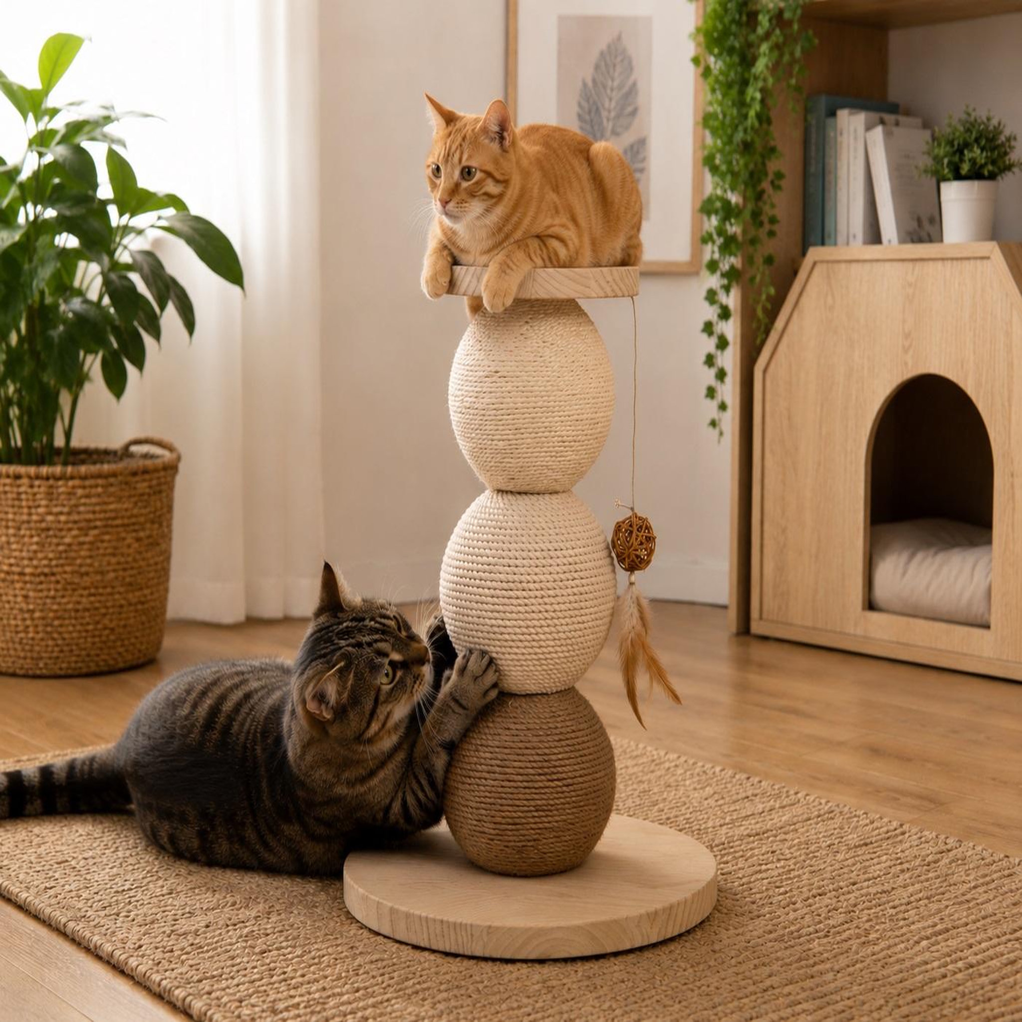 Voir la diapositive 4 : Eden Arbre a chat avec plateforme griffoir en bois et cordes 47cm