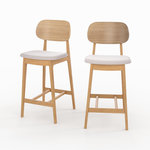 MAISON PAVANE Lot de 2 chaises pour îlot central 66 cm en bois clair et tissu beige-Charlize