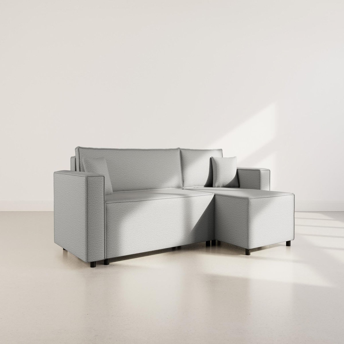 BEST MOBILIER Jonas - canapé d'angle réversible 4 places convertible avec coffre en tissu texturé