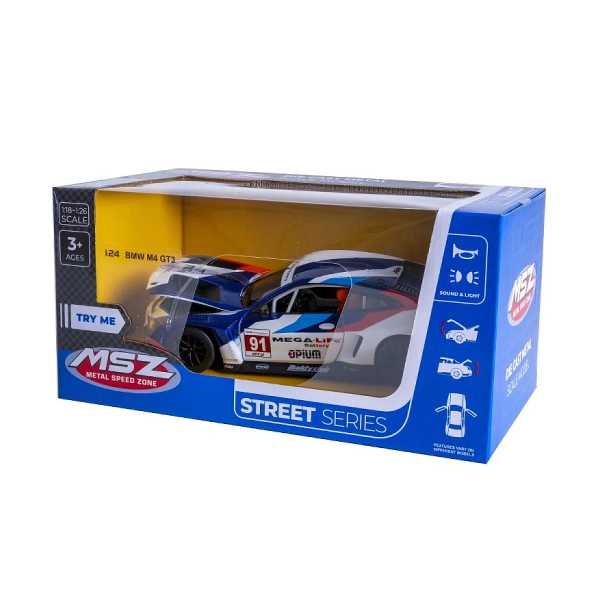 Jamara BMW M4 GT3 miniature 1:24 blanche avec piles