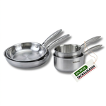 Fackelmann Batterie de cuisine avec 2 poêles 26/28 cm et 3 casseroles 14/16/18 cm en inox sans PFAS Fackelmann Vita3