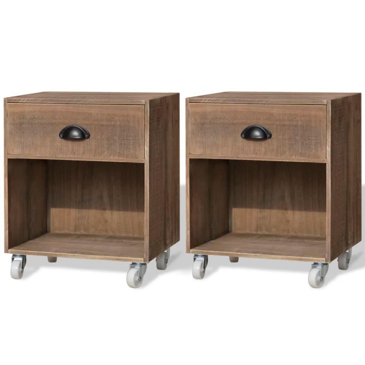 VIDAXL Tables de chevet 2 pcs marron bois massif