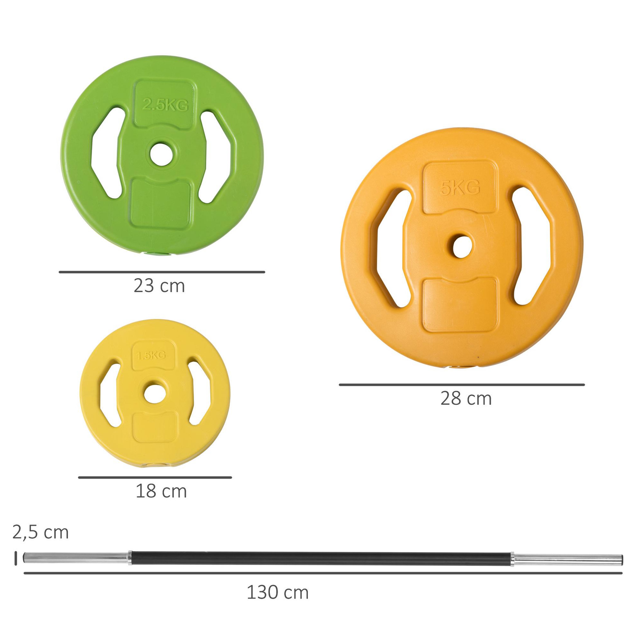 Voir la diapositive 3 : HOMCOM Ensemble haltères et barre 20 kg - musculation réglable - entraînement musculaire & haltérophilie