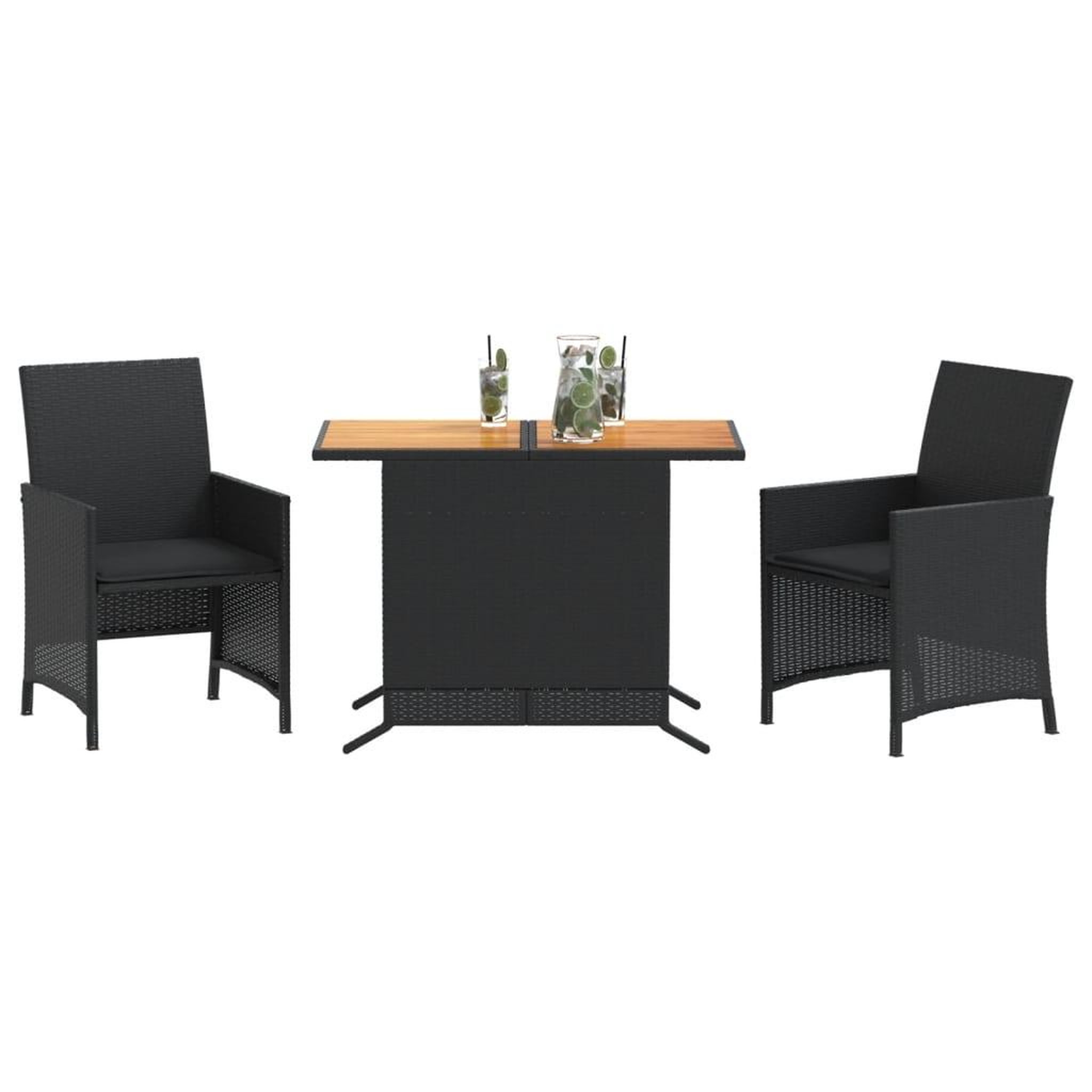 Voir la diapositive 3 : VIDAXL Ensemble de bistro 3 pcs avec coussins noir resine tressee
