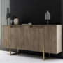 Voir la diapositive 5 : CONCEPT USINE Buffet design bois et or 160 cm - 4 portes LUXOR