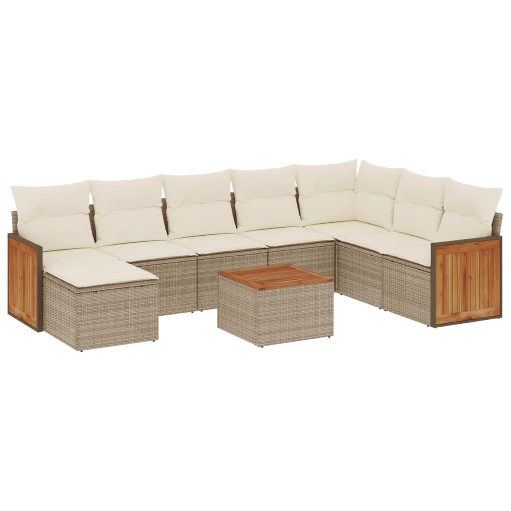 Voir la diapositive 2 : VIDAXL Salon de jardin avec coussins 9 pcs beige resine tressee