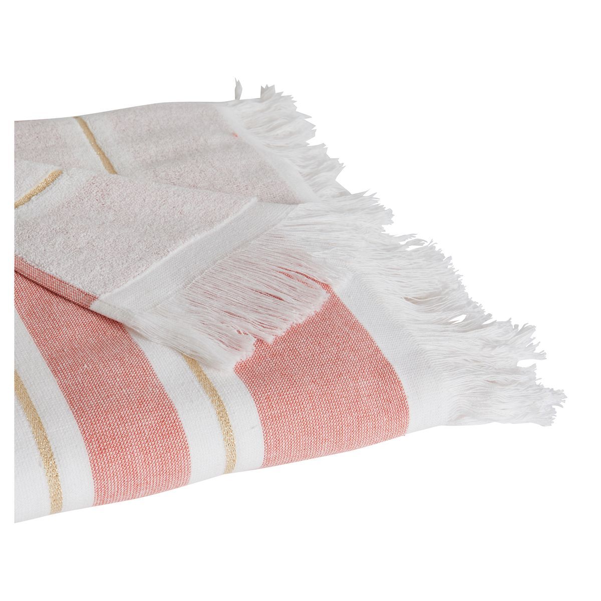 ACTUEL Foutah de plage en coton 400g/m²  finition frange motifs rayures