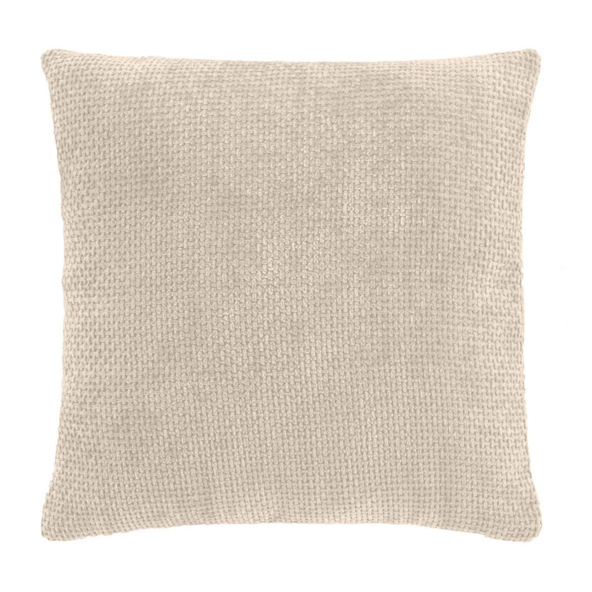 Paris Prix Coussin Déco en Velours Chenillé  Leo  45x45cm Naturel