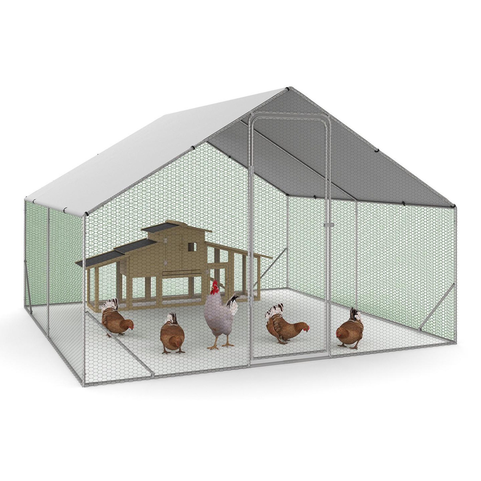 ID MARKET Enclos poulailler 9 m² parc grillagé 3x3 m acier galvanisé
