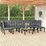 VIDAXL Salon de jardin 8 pcs noir et gris resine tressee