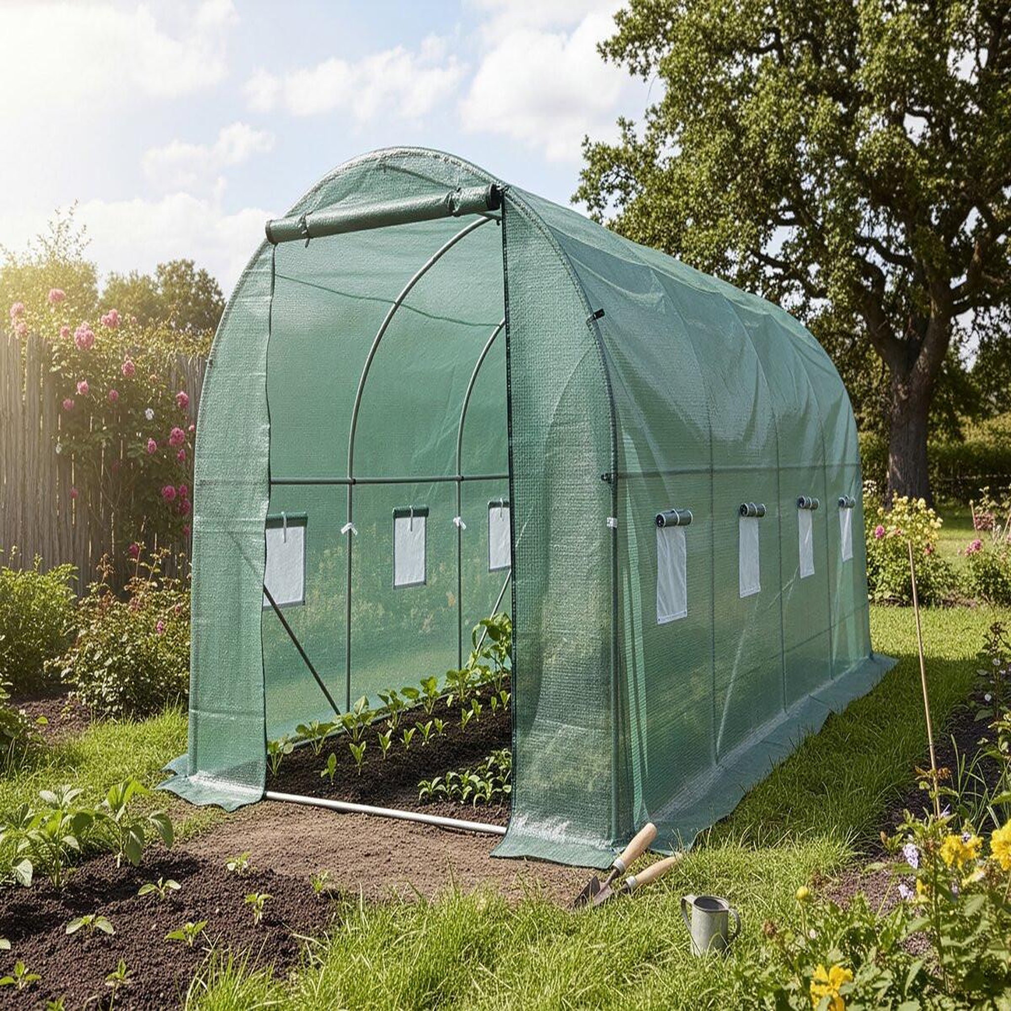 Voir la diapositive 2 : Habitat et Jardin Bâche pour serre tunnel de jardin  lys  - 9 m² - 130g - vert