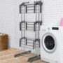 Voir la diapositive 3 : ID MARKET Séchoir à linge vertical pliable et extensible 3 niveaux GIGA capacité 27M avec cintres et pinces inox et gris