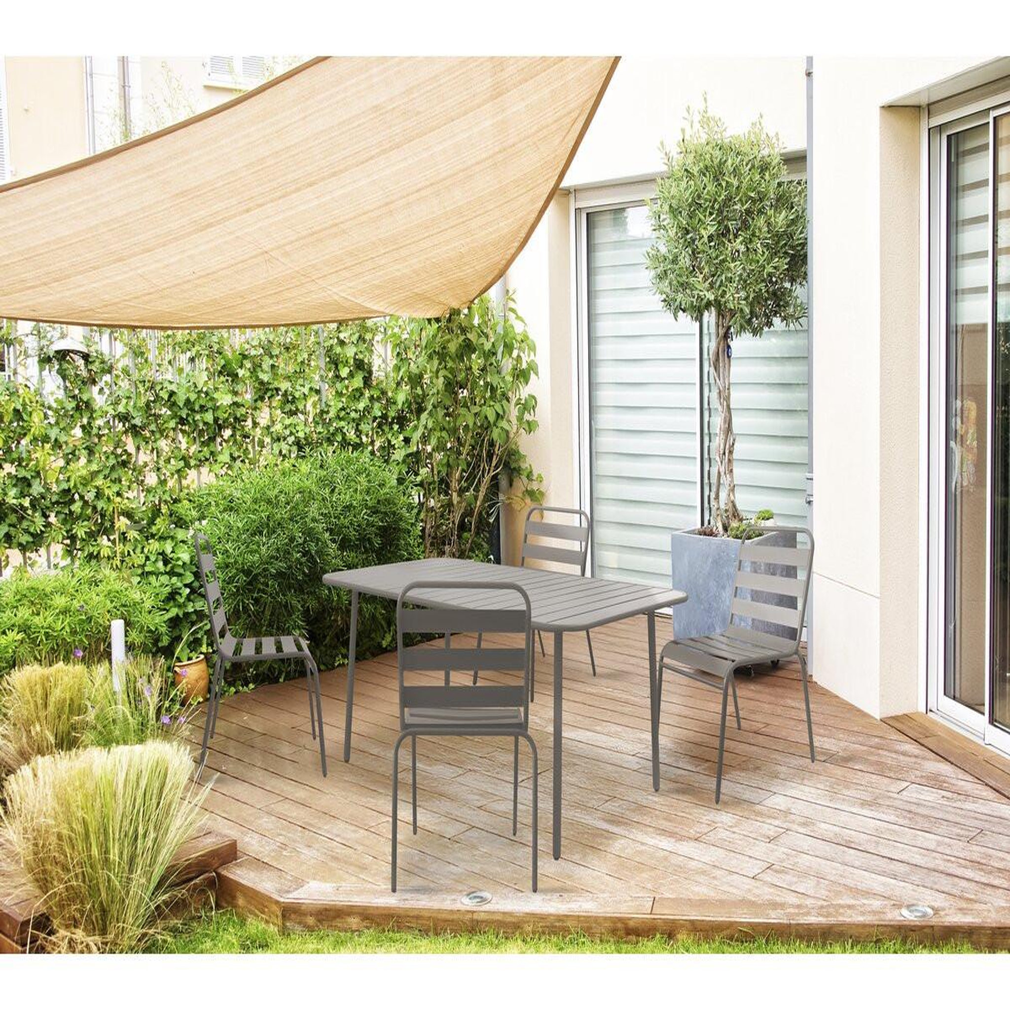 Voir la diapositive 2 : Habitat et Jardin Table jardin en métal  bilbao  - 150 x 90 x 71 cm - taupe