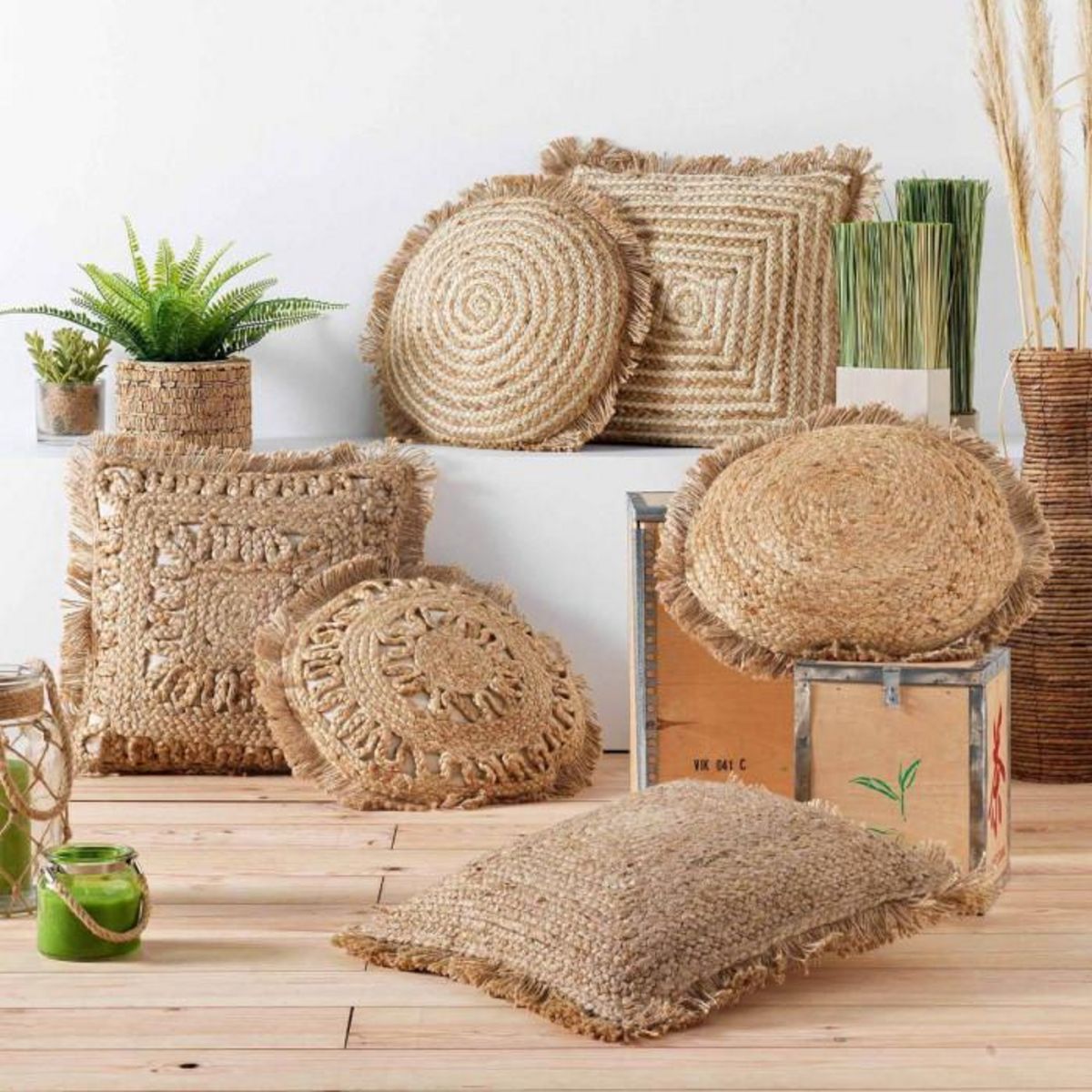 Paris Prix Coussin Déco à Franges  Delijute  45x45cm Beige